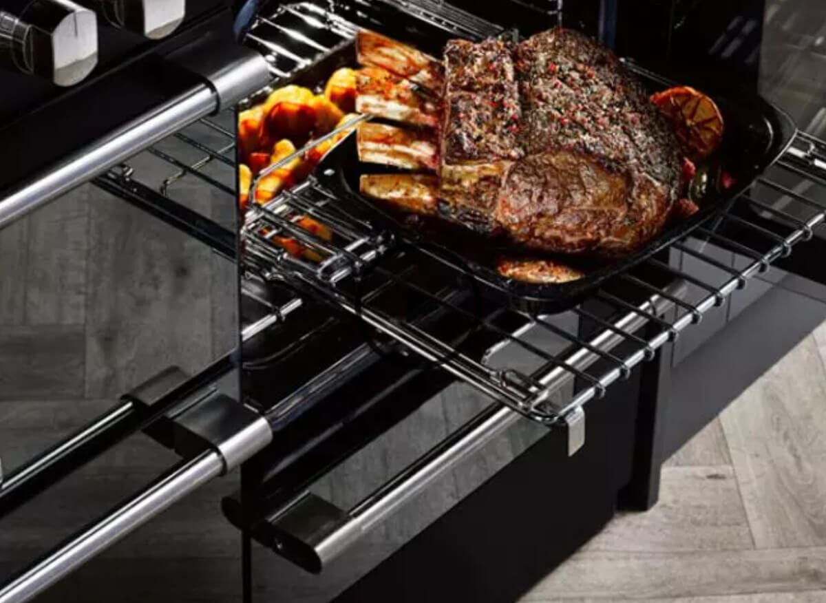 Cuisinière mixte Belling BCC900DFB CookCentre Deluxe 90 cm, noire