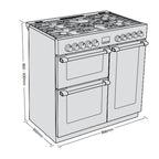 Cuisinière mixte Belling BCC900DFB CookCentre Deluxe 90 cm, noire