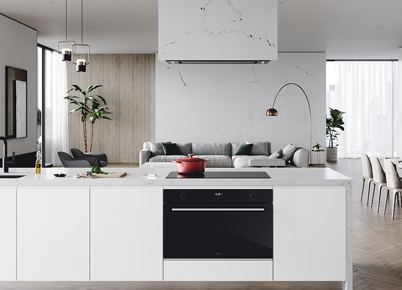 Four encastrable Belling BDO9608BK 90 cm, 8 fonctions, en verre noir - Fabriqué en Italie