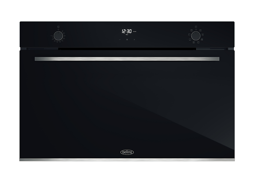 Four encastrable Belling BDO9608BK 90 cm, 8 fonctions, en verre noir - Fabriqué en Italie