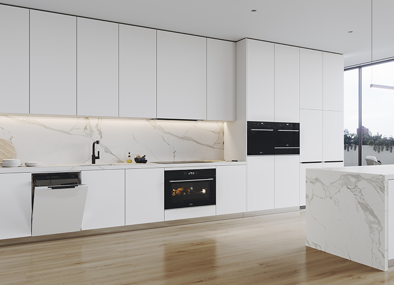 Four encastrable Belling BDO9611BK 90 cm, 8 fonctions, en verre noir - Fabriqué en Italie