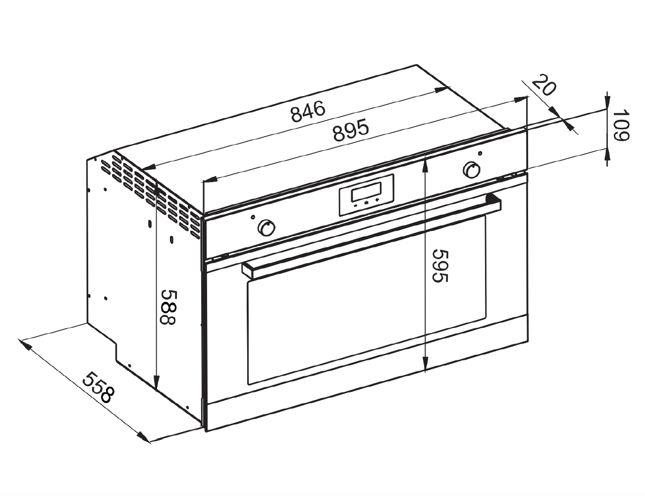 Four encastrable Belling BDO9611BK 90 cm, 8 fonctions, en verre noir - Fabriqué en Italie