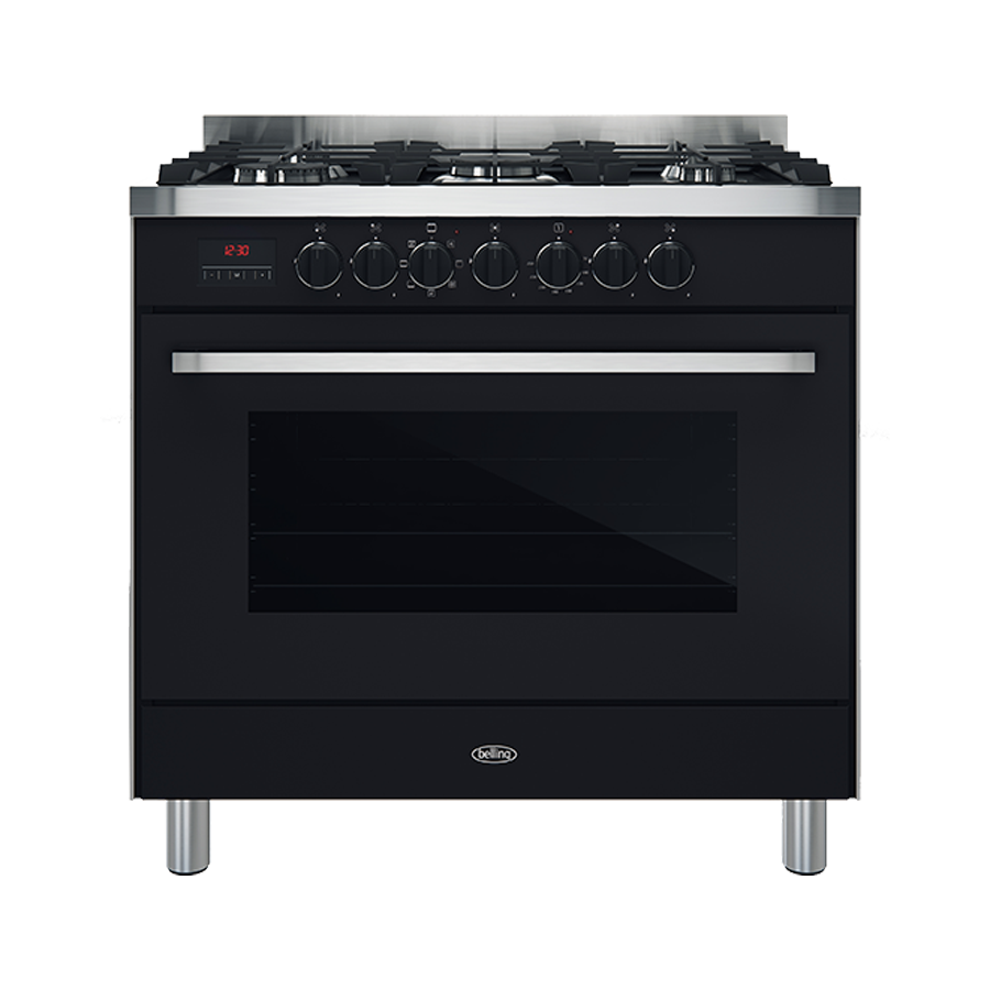Cuisinière verticale mixte Belling BDU958DBK 90 cm, noire - Modèle d'exposition à prix réduit