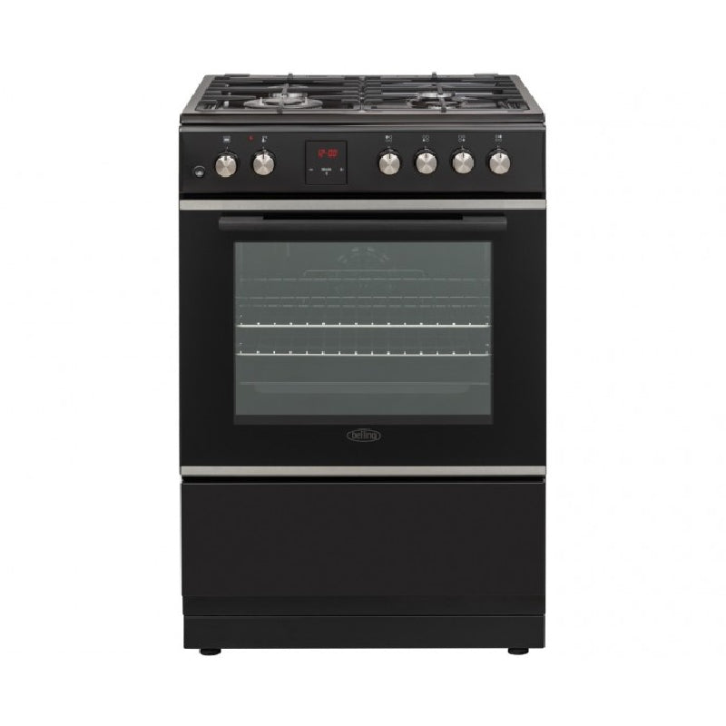 Poêle vertical mixte Belling BFS60SCDF 60 cm, finition noire - Modèle d'exposition à prix réduit