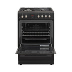 Poêle vertical mixte Belling BFS60SCDF 60 cm, finition noire - Modèle d'exposition à prix réduit