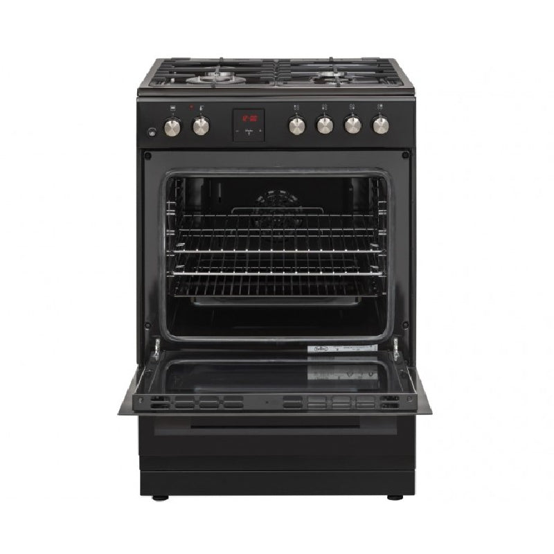 Poêle vertical mixte Belling BFS60SCDF 60 cm, finition noire - Modèle d'exposition à prix réduit