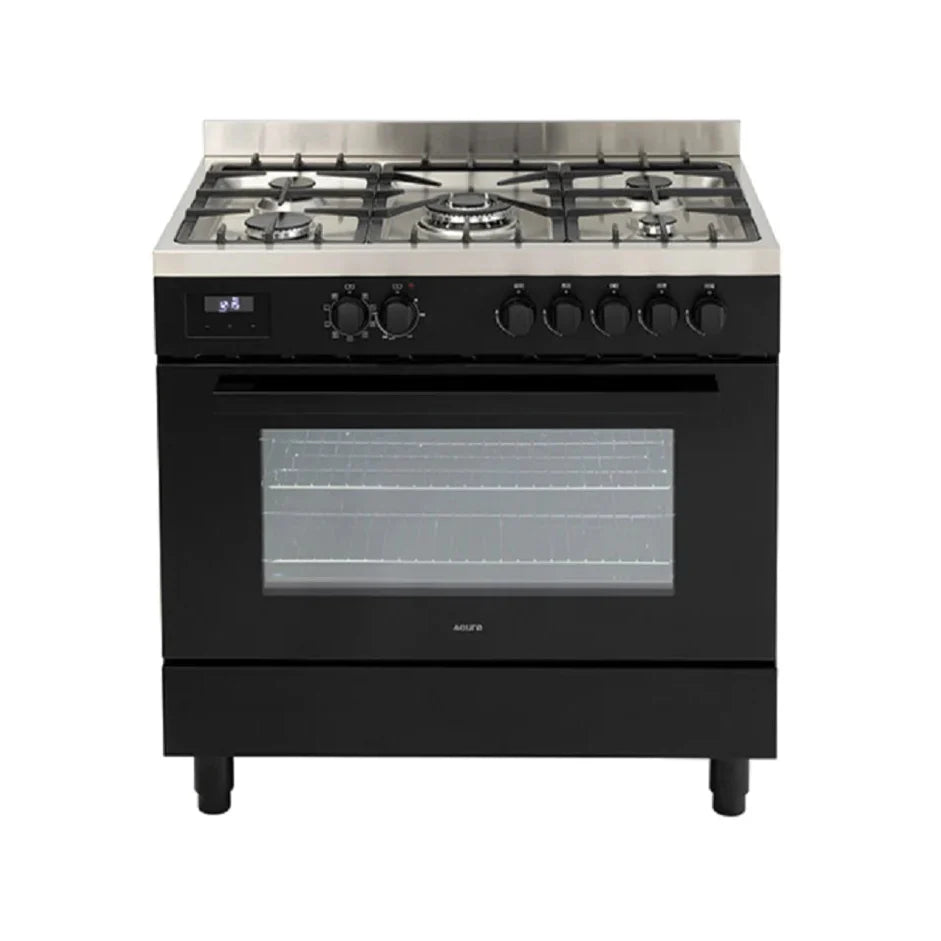 Poêle à double combustible Euro Appliances EO90FSDPBL 90 cm, autoportant, finition noire - Commande spéciale
