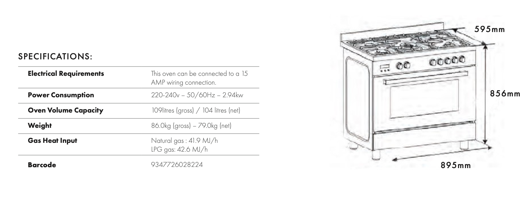 Poêle à double combustible Euro Appliances EO90FSDPBL 90 cm, autoportant, finition noire - Commande spéciale