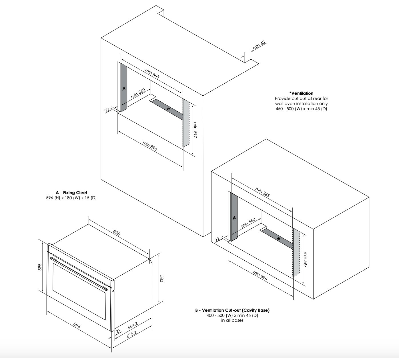 Four encastrable Euromaid EPO917ASTB 90 cm, 17 fonctions, nettoyage pyrolytique et friture à air chaud, vitrocéramique noire/inox foncé - Modèle d'exposition (remise exceptionnelle)