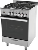 Cuisinière à gaz Glem GB664GG 60 cm en acier inoxydable, fabrication italienne - Commande spéciale 