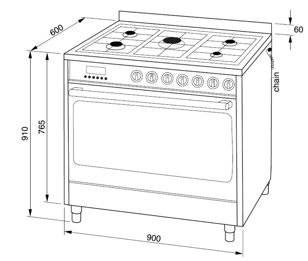 Cuisinière à double combustible Technika GHE09TDSS-4 90 cm sur pied - Offre spéciale sur les articles de seconde main