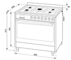Cuisinière à double combustible Technika GHE09TDSS-4 90 cm sur pied - Offre spéciale sur les articles de seconde main
