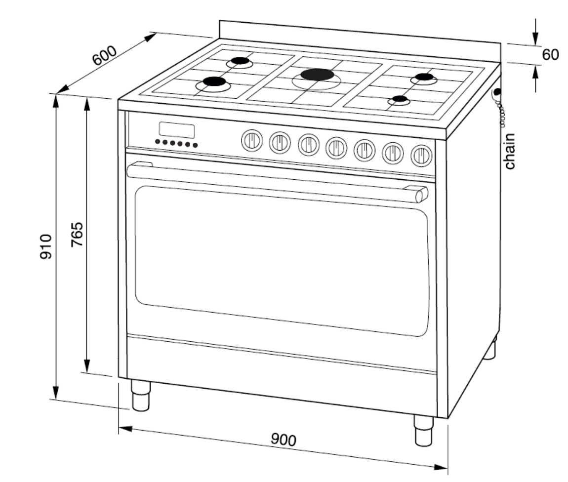 Cuisinière à double combustible Technika GHE09TDSS-4 90 cm sur pied - Offre spéciale sur les articles de seconde main