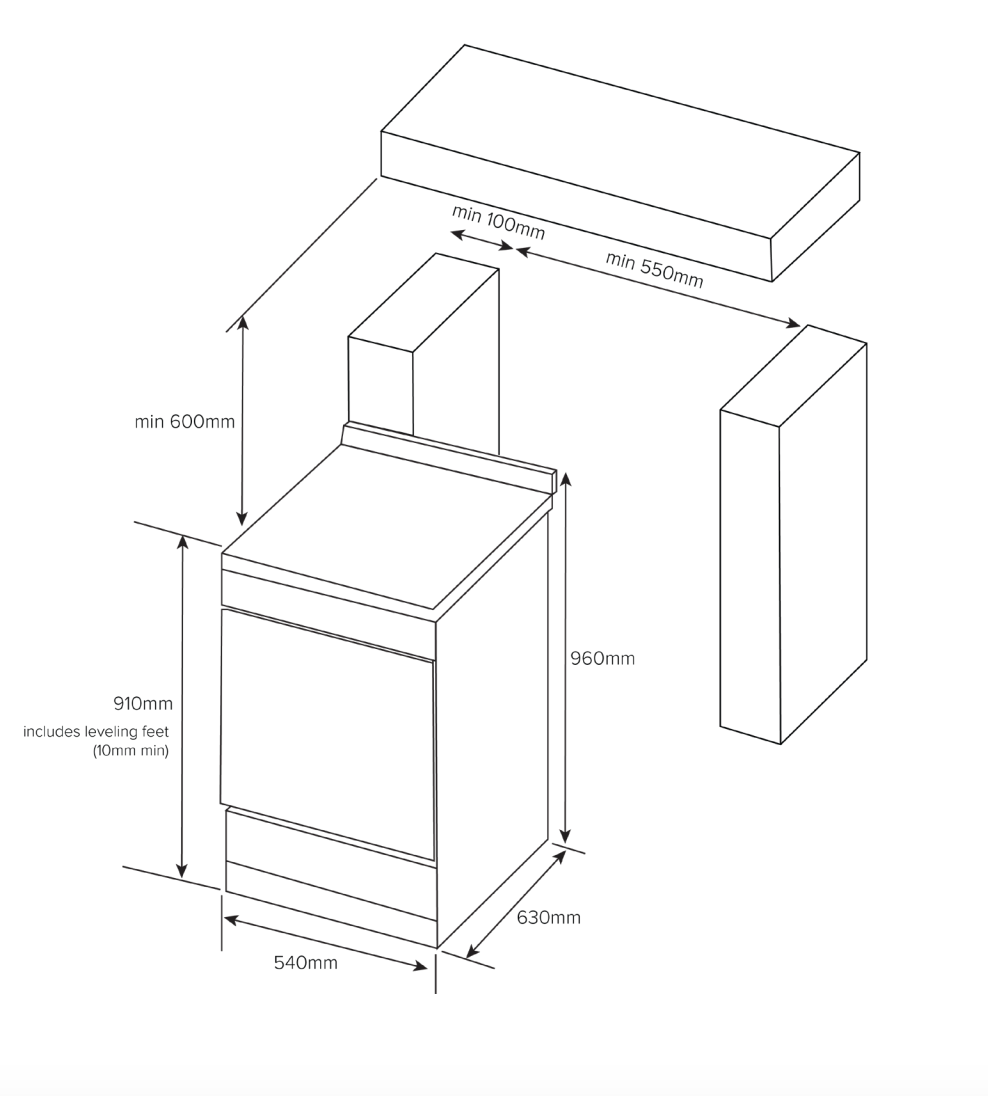 Cuisinière électrique à pose libre Technika TFS54FC-SES 540 mm en acier inoxydable 5 fonctions