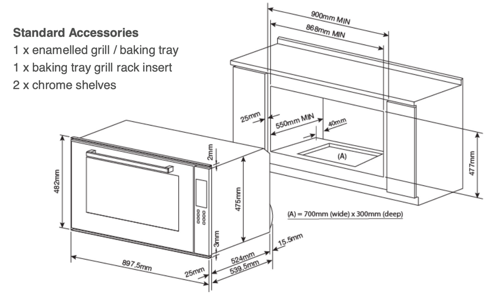 Four électrique multifonction Venini VO90S 90 cm, 8 fonctions, en verre noir - Offre déstockage
