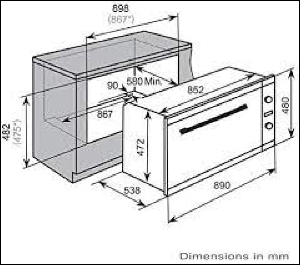 Four électrique Baumatic BSO99 Studio Solari 90 cm en verre noir - Offre déstockage