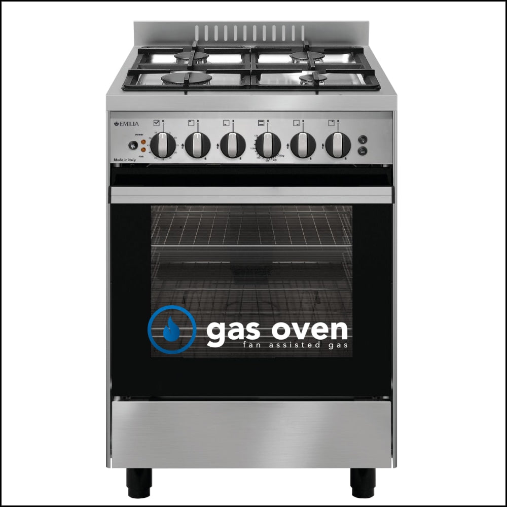 Cuisinière à gaz Emilia EM534GG 53 cm en acier inoxydable, fabrication italienne 