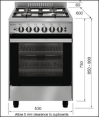 Cuisinière à gaz Emilia EM534GG 53 cm en acier inoxydable, fabrication italienne 