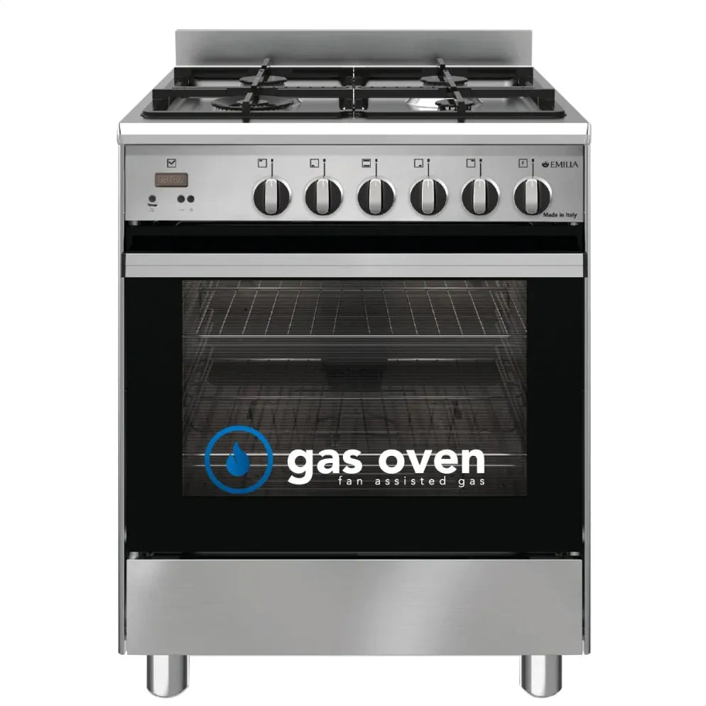 Cuisinière à gaz Emilia EM664GG 60 cm en acier inoxydable, fabrication italienne - Commande spéciale 