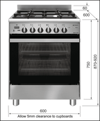 Cuisinière à gaz Emilia EM664GG 60 cm en acier inoxydable, fabrication italienne - Commande spéciale 