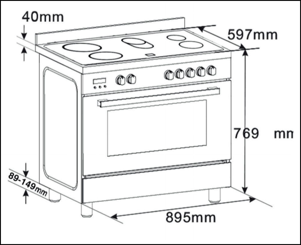 Four/cuisinière électrique autonome Euro Appliances EV900EESX 90 cm