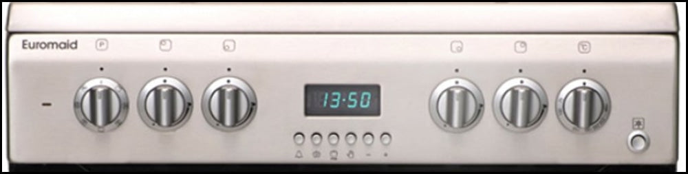 Poêle vertical Euromaid GTEOS60 60 cm en acier inoxydable, double combustible, prise 10 A - Modèle d'exposition à prix réduit