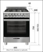 Cuisinière à gaz Glem GB664GG 60 cm en acier inoxydable, fabrication italienne - Commande spéciale 