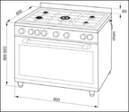 Cuisinière à double combustible Technika MEGA 150L T150EG95U de 90 cm, fabriquée en Italie